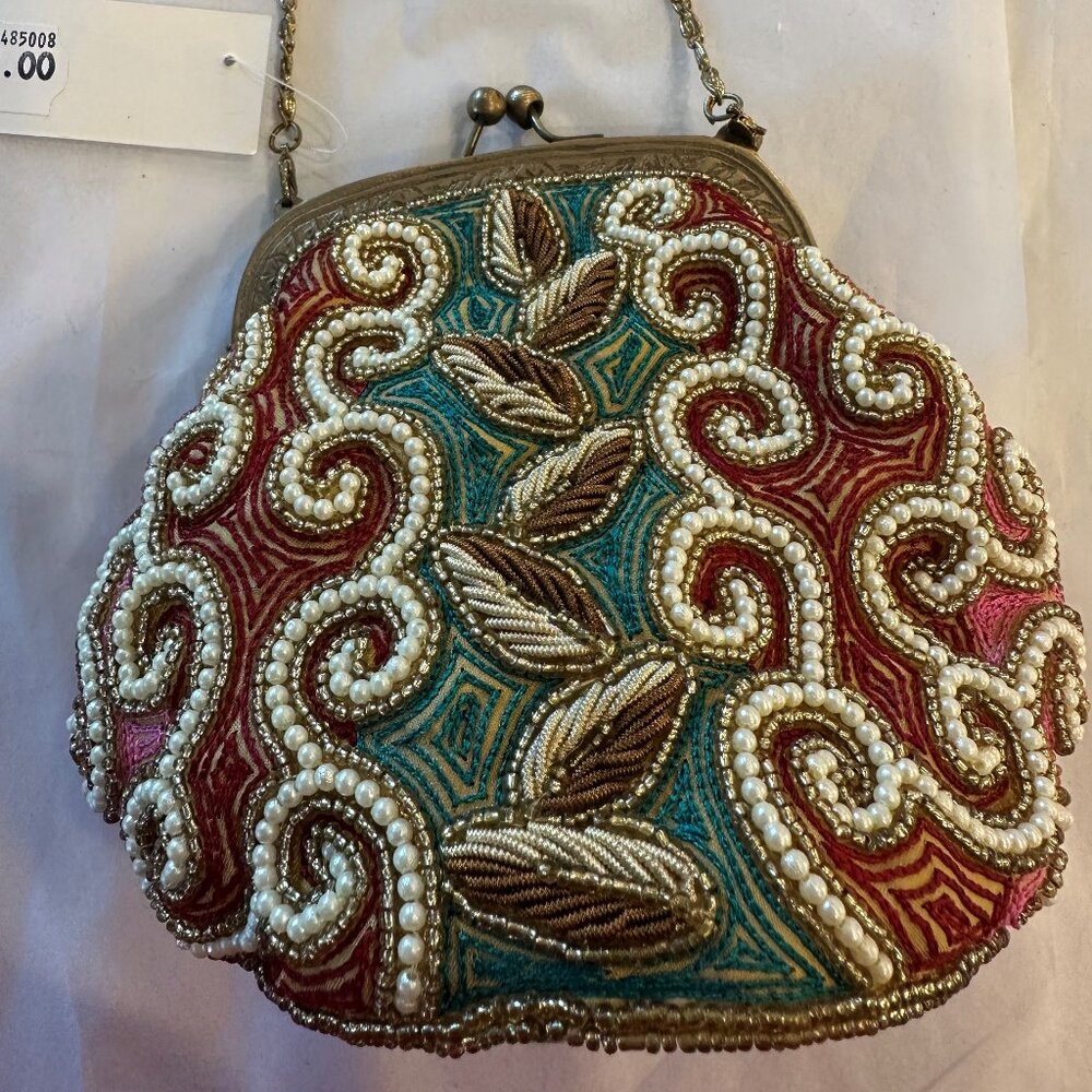 Womens Formal Pearl Beaded Wristlet Bag by David Jeffery